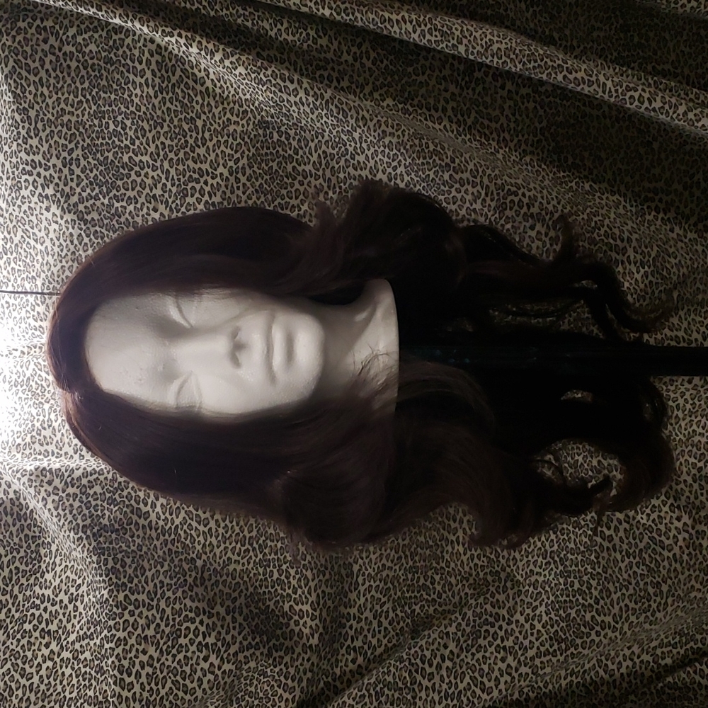 Dark Brown Layered Wavy Lace Front Synthetic Wig